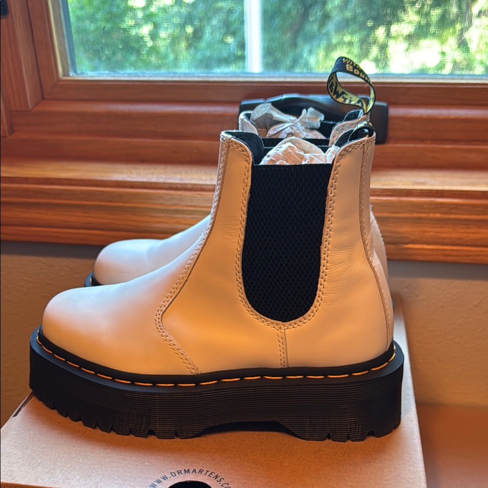Dr. Martens Quad White Chelsea Boots - Picture 8 of 11